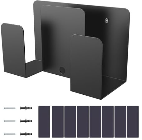 Glanhbnol Metal Wall Mount Storage Rack For Laptops And Tablets 2 Layer Metal Wall Shelf Holds Devices Up To 4cm Thick