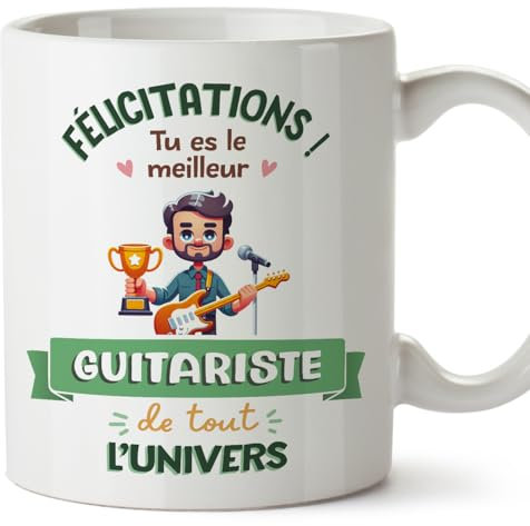 Mugffins Tasses pour GUITARISTE - En Français - Cadeau original homme - Meilleur Univers Trophée - 11 oz / 330 ml