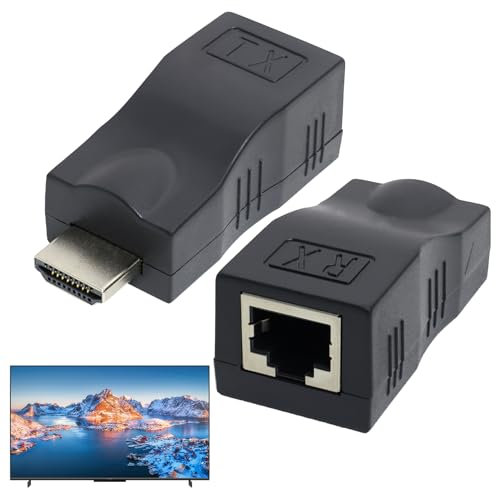 Extensor HDMI a RJ45, HDMI a RJ45 Repetidor convertidor Extensor de Cable de Red, Adaptador de Red HDMI, Repetidor Extensor Ethernet HDMI, para HDTV, Proyectores, Conferencias