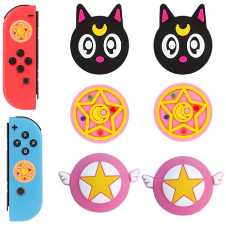 LONZIKP 6 PCS Thumb Grip Caps, Compatible with Switch & Switch Lite, Soft Silicone Joystick Grip, Cute 3D Analog Stick Cover
