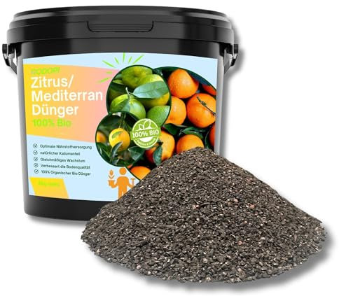 Rodopi Bio-Zitrusdünger & Mediterranpflanzen-Dünger Granulat 7-3-8 – 3 Monate Langzeitwirkung – 100% pflanzlich & vegan – Organischer NPK-Dünger – Ideal für Zitronenbaum, Olive & Bougainvillea 3kg
