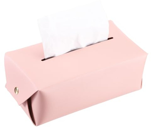 QUARKZMAN Taschentuchbox-Abdeckung mit Knopf Pink 22 x 12 x 8 cm | Rechteckiger Taschentuchhalter, Aus PU-Leder, Für Tischplatte Badezimmer Schlafzimmer Küche