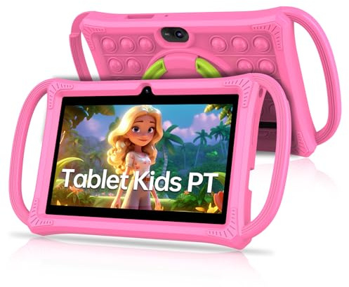 PRITOM Kids Tablets 7 inch, 32 GB, Toddler Tablet with Un-Zipped Case, WiFi, Dual Camera, Education, Games, Kids Software Pre-Installed, Parental Control, Pink