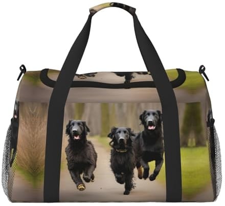 Reisetasche mit Hundemotiv, für Reisen, Damen, Herren, Fitnessstudio, Gepäck, Handgepäck, Schwarz, Schwarz , Einheitsgröße