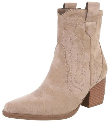 Ital Design Damen Stiefeletten mit Reißverschluss und Blockabsatz, spitze Form