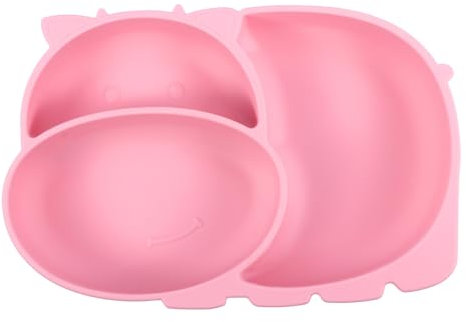 1Pezzi Piatto per Silicone Antiscivolo con Scomparti Design per Svezzamento e Divertenti