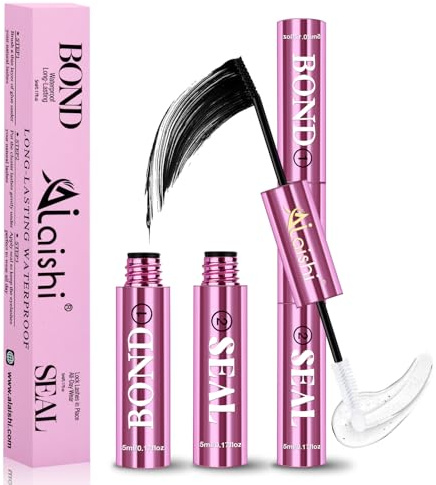 AILAISHI Lash Clusters Glue | Eyelash Bond & Seal, 150H Long-Lasting Waterproof Adhesive, Non-Irritating for DIY Individual Lash Extensions at Home (Black - 5ml + 5ml)