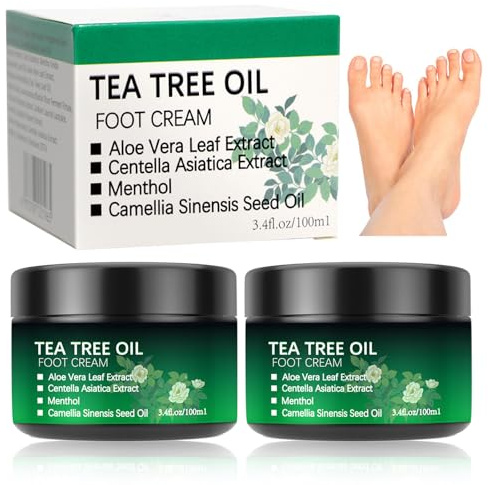Tea Tree Oil Cream Athletes Foot Creams 2Pcs Repairs Cracked Heels - Moisturizes & Softens for Dry, Calloused Feet, Fast-Absorbing Tea/tree Cracked Heel Hard Skin Remover For Women