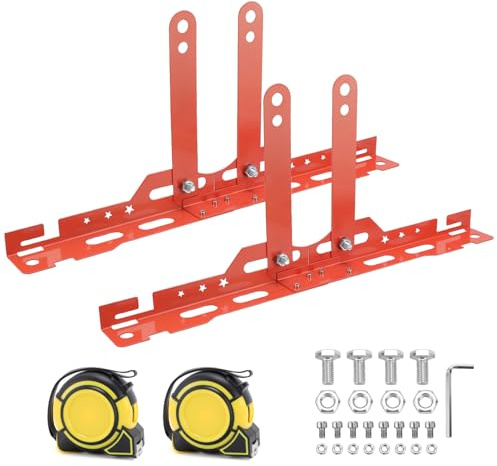 WODHMIEY 2er Set Spurvermessungsplatten Universelle Spurvermessungslehre mit 2 Maßbändern Verlängerungsteilen und Montageschrauben für Autos SUVs Geländefahrzeuge UTV ATVs Heimwerkstatt (Orange)