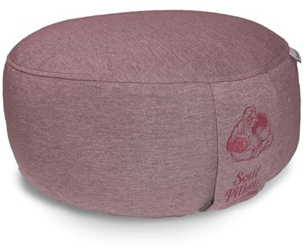 Soul Pillow Meditationskissen, Yoga Sitzkissen 15 cm hoch, Ø30cm mit Dinkelfüllung, Bezug waschbar, Sitzkissen Boden für Meditation und Yogakissen rund, OEKO TEX 100