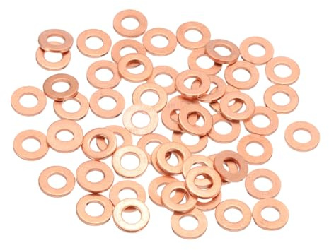 QUARKZMAN 60Pcs Rondelles Plates Cuivre M4 Rondelles D'Etancheite Metriques | Cuivre Ameliorees Pour Raccords Hydrauliques, 4x8x1mm, Pour Boulons Ecrous, Reparation