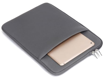 lvifloae 14-Zoll-Laptop-Schutzhülle, weiche Laptoptasche mit Reißverschluss, Tablet-Schutzhülle mit Vordertasche, kompatibel mit 14-Zoll-Tablets, geeignet für Air Pro Ultrabooks, Schwarz (Grau)