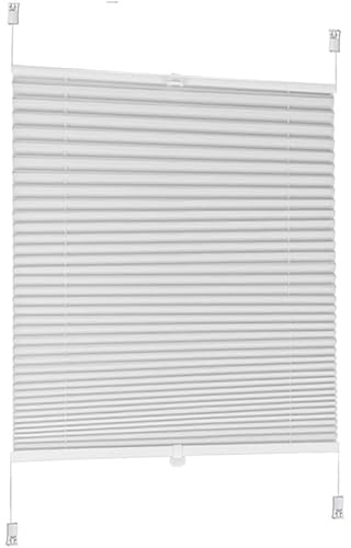 Sekey Plissee ohne Bohren, Vliesstoff Fenster Plissee Klemmfix Jalousie 100 cm breit, Verspannt Lichtdurchlässig Sonnenschutz Fensterollo, 100 x 130 cm, Weiß Vliesstoff