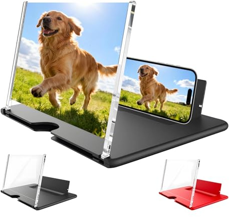 12 Inch Screen Magnifier for Smartphone, 3D Hd Mobile Phone Screen Amplifier 2026 Newest Version, Gadgets for Teenage Boys Gifts, Folding Stand Holder Portable Movie Video Game