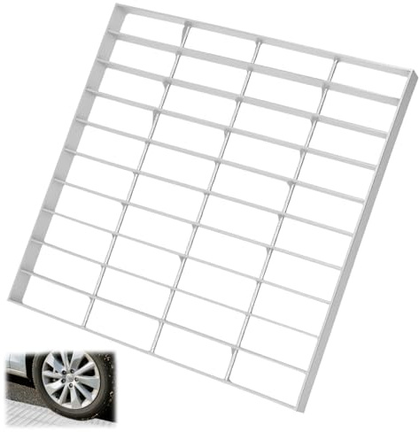 Wpokke Caillebotis galvanisé, 400 x 400 mm, carrée, cache puits de lumière, galvanisée et soudée, pour puits de lumière, jardin, garage, bac de réception, drainage