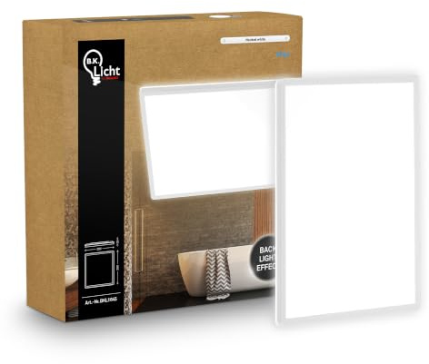 B.K.Licht - LED Deckenlampe mit indirektem Licht, Flach, Neutralweißes Licht, IP44, Panel, LED Lampe, Deckenleuchte, Badezimmer Lampe, Wohnzimmerlampe, Küchenlampe, 29x29x3cm, Weiß