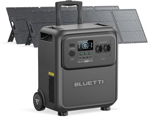 BLUETTI Elite 400 Powerstation mit 2x200W Solarpanele, 3840Wh LFP Batterie mit 2600W AC Ausgängen (3900W Power Lifting), Notstrom Akku mit hoher Kapazität und Rollen für Zuhause, Wohnmobile, Outdoor