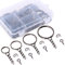 Swpeet 300Pcs Schlüsselanhänger Ringe Kit, 100Pcs Schlüsselanhänger Ringe mit Kette und 100Pcs Sprungring mit 100Pcs Schraubaugen Pins Bulk für Schmuck Findings Making bis 3/5 Zoll, 4/5 Zoll, 1 Zoll
