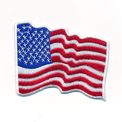 hegibaer 60 x 40 mm Wehende USA Flagge USA Flag - Amerika Patch Aufnäher Aufbügler 1085 B