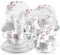 VEWEET ANNIE 50-tlg Geschirrset 6 Pers, Porzellan Geschirr Set bestehend aus Speiseteller, Dessertteller, Suppenteller, Müslischalen, Kaffeebecher, Kaffeetassen Set, Eierbecher, Milch- und Zuckerset