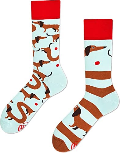 Many Mornings - Mismatched Socken - Lustige Socken Unisex - Dackel Socken - Geschenkidee - Design: Sausage Dog - Made in EU - 39-42
