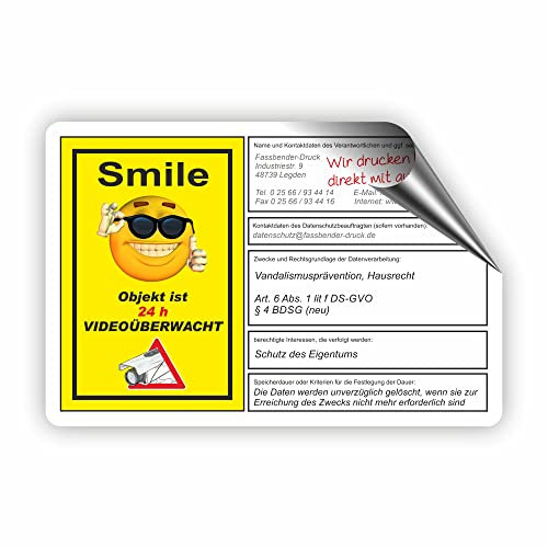 dsgvo BDSG mit Wunschtext - Videoüberwachung Schild/VÜ-016 (60x40cm AUFKL.)