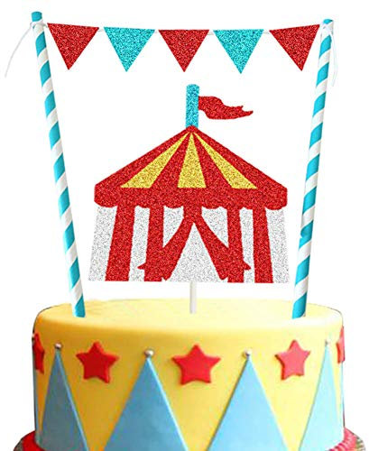 Vintage Circus Cake Topper Circus Tent Big Top Cake Topper for Kids Birthday Baby Shower Party Decoration