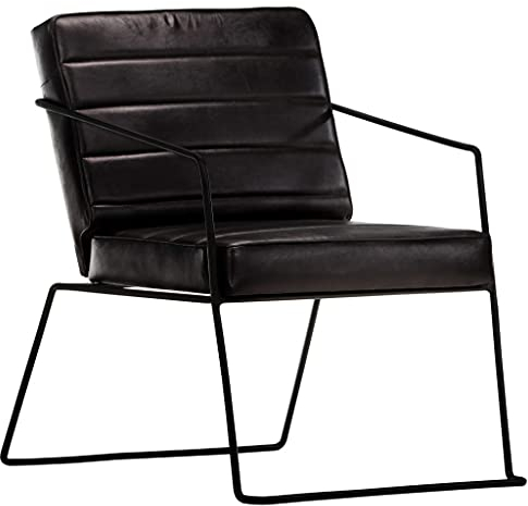 vidaXL Sessel Stuhl Lehnstuhl Polstersessel Relaxsessel Ledersessel Relaxstuhl Fernsehsessel Lounge Büro Wohnzimmer Schwarz Echtleder