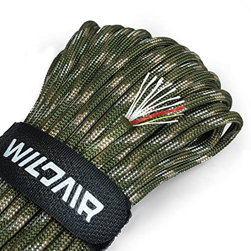 WILDAIR Cuerda de Supervivencia Multifuncionales Paracaídas Paracord 550 Camuflaje Forestal 30m