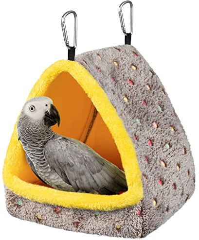 MEWTOGO Großes warmes Vogelnest für den Winter, bequemes Vogelbett für Käfig mit Matte, Hängematte, Schuppen, Versteckhütte für Aras, afrikanische graue Amazon-Papageien