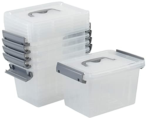 Hokky Small Storage Boxes, 6 Pack Plastic Clear Storage Boxes with Lids