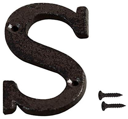 INCREWAY Cast Iron House Number, 7.5cm Black Home Address Letter Iron House Number Die Cast Letter Mailbox Letter (S)