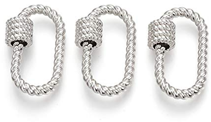 Cheriswelry 10 Stück Schraubverschlüsse Karabiner Verschluss Haken Oval Clips Verbinder Dekorative Charms Verschluss Findings für Schmuck Halskette Schlüsselanhänger Basteln Basteln Platin