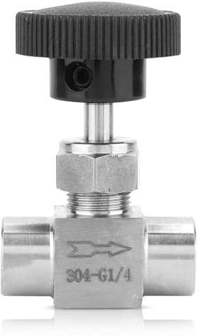 Agatige Valvola a Spillo Diritta BSPP in Acciaio Inossidabile, Valvola ad ago ad Alta Pressione con Filettatura Femmina per Trasmissione di Acqua, Gas, Olio, Carburante e Altri mezzi(1/4)