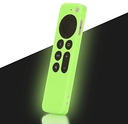 LEFXMOPHY Glow Green Remote Case Cover Replacement for New Apple 4k TV Siri 2nd 2021 Series 6 6th Generation/Siri 3rd 7 7th Gen 2022 Remote, Silicone Skin Glow in Dark with Lanyard