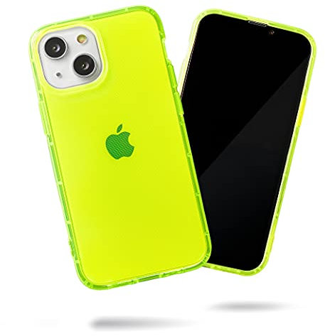 SteepLab Neon Highlighter Case for iPhone 13 Mini (2021, 5.4 Screen) - The Grippy Jelly Case w/Protective Air Pockets (Conspicuous Neon Yellow)