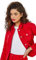 Roman Originals Jean Denim Jacket for Women UK - Ladies 100% Cotton Summer Casual Stretch Crop Smart Utility Trucker Biker Fitted Vintage Wash Faded Classic Jeans Work - Red - Size 18