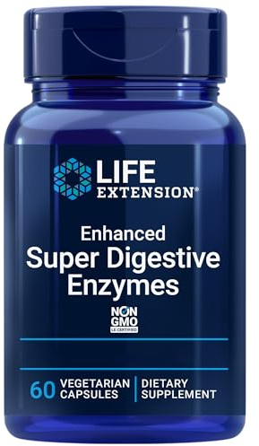 Life Extension, Enhanced Super Digestive Enzymes, High Dose, 60 Vegetarian Capsules, Non GMO