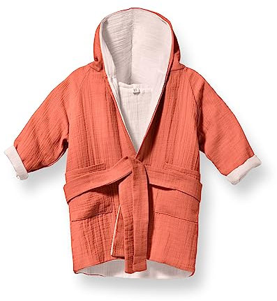 Mababu Bademantel Kinder mit Kapuze 5-6 Jahre | 100% Bio-Baumwolle GOTS Zertifiziert | Bademantel Baby I Premium Musselin Kinderbademantel für Mädchen & Jungen | Maschinenwaschbar & Trocknergeeignet |
