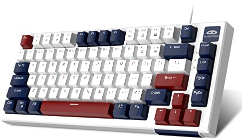 MageGee 81-Key Mechanical Keyboard,Hot-Swappable 75% Keyboard,Gaming Keyboard with Ice Blue Backlit,Anti-Ghosting Gaming Keyboard with Red Switches for Windows Mac PC(Blue White,Blue Switches)