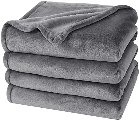 PHF Ultraweiche Fleecedecke, Super-King-Size-Größe, kein Ausfallen, kein Pilling, luxuriöser Plüsch, gemütliches Flanell, 300 g/m², leichte Decke für Bett, Couch, geeignet für alle Jahreszeiten, Grau