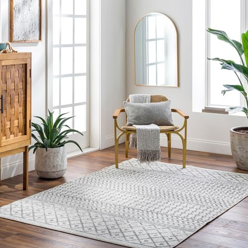 Livabliss Nice Geometric Rug - Scandi Area Rugs Living Room 120x170 cm, Dining, Kitchen - Neutral, Abstract Patterned Rugs, Boho Style, Easy Care Pile - Large Rug, Cream, Charcoal, Slate