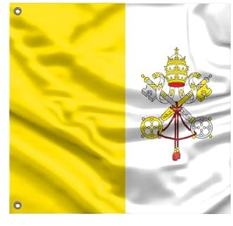 Drapeau carré de la ville du Vatican | Impression unique | Fabriqué dans l'UE (90 x 90 cm)