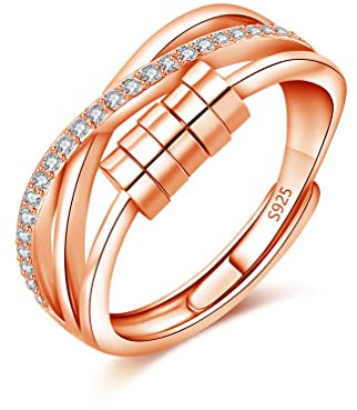 Loutade Sterling Silver Anti-Stress Fidget Rings, Rose Gold Infinity Twisted Spinner Rings for Women