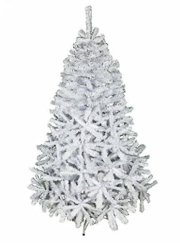 HAAC künstlicher Weihnachtsbaum in Farbe weiß 210 cm mit 920 Zweigen Tannenbaum aufklappbar mit Metallständer Ständer