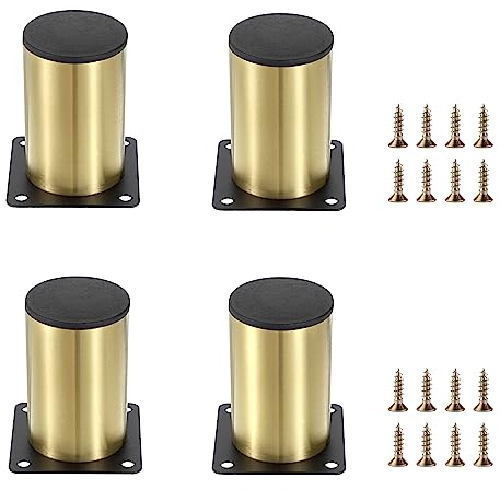 SUMTree 8 cm, 4 patas para muebles de acero inoxidable, patas para sillas, armarios, escritorios, sofás, patas de muebles con tornillos, montaje fácil, redondas, protección contra la corrosión