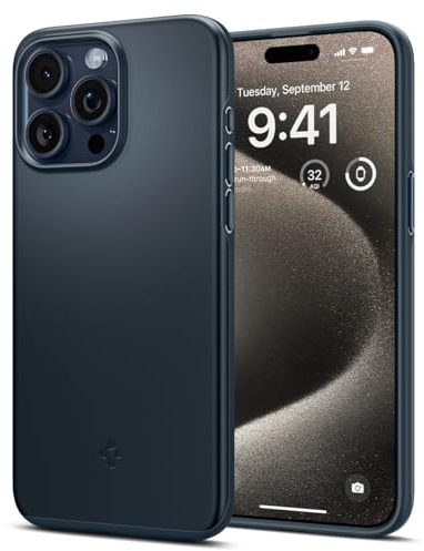 Spigen Thin Fit Hülle Kompatibel mit iPhone 15 Pro Max -Metal Slate