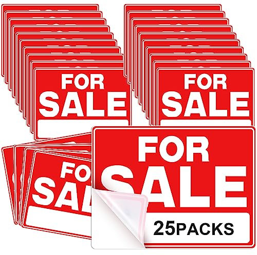 Seajan 25 Pcs For Sale Signs for Vehicle 9 x 12 Inches Sale Signs Car, Houses Sales Waterproof and Rust Free Signage Plastic Self Adhesive Stickers Advertising Commercial Business(Classic)