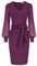 GRACE KARIN Robe de Travail Business à Manches Longues de Lanterne - Crayon Moulante à Taille Marquée pour Femme XXL Violet