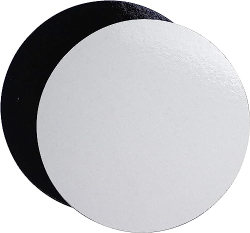 Lote de 10 Soportes para Tartas, Catering, decoración Redondos, de cartón, Colores y tamaños a Elegir (Negro, Blanco, 22 cm)